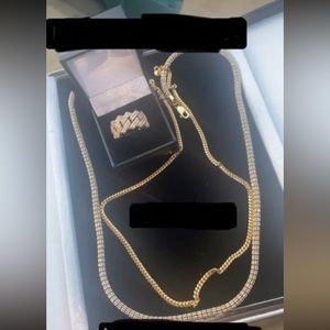 Brand new in box 10k gold chain, 14k two toned gold chain , gold baguette ring